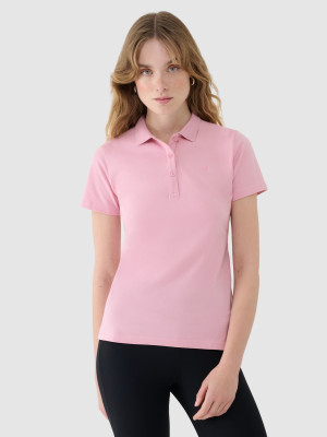 4F Koszulka polo slim damska - różowa