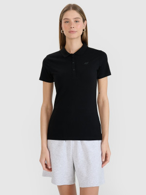 4F Koszulka polo slim damska - czarna