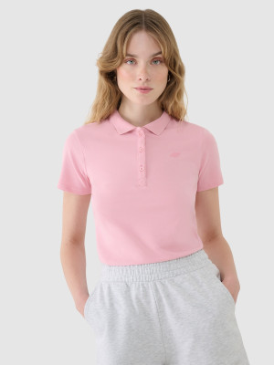 4F Koszulka polo slim damska - różowa