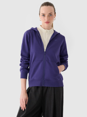 4F Bluza dresowa rozpinana z kapturem damska - granatowa