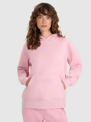 4F Bluza dresowa nierozpinana z kapturem damska - różowa