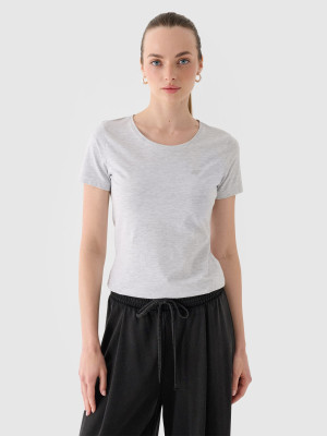 4F T-shirt slim gładki damski - szary