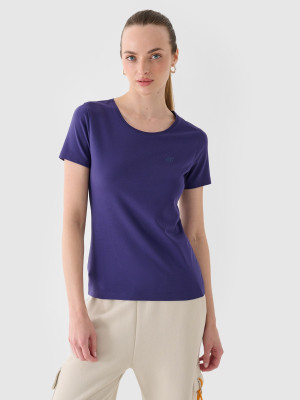 4F T-shirt slim gładki damski - granatowy