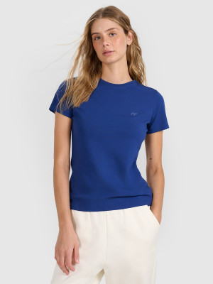 4F T-shirt slim gładki damski - granatowy