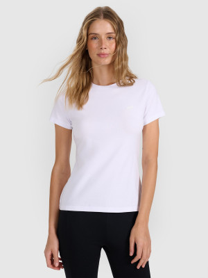 4F T-shirt slim gładki damski - biały