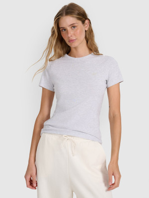 4F T-shirt slim gładki damski - szary