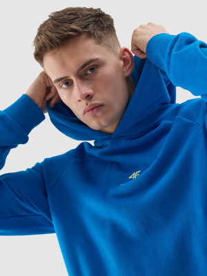 4F Bluza dresowa nierozpinana z kapturem z bawełny organicznej męska - kobaltowa