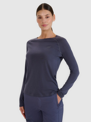 4F Longsleeve trekkingowy szybkoschnący z wełną Merino damski - szary
