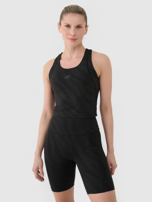 4F Crop top treningowy szybkoschnący damski - czarny
