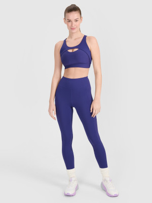 4F Legginsy treningowe z wysokim stanem damskie - granatowe