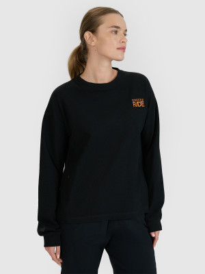 4F Longsleeve oversize z nadrukiem damski - czarny