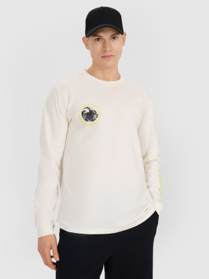 4F Longsleeve regular z nadrukiem męski - biały