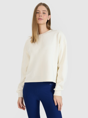 4F Bluza dresowa oversize nierozpinana bez kaptura damska - biała
