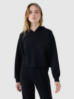 4F Bluza dresowa nierozpinana z modalem damska - czarna