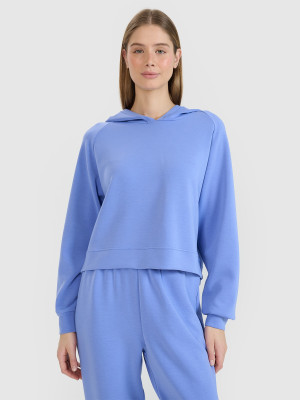 4F Bluza dresowa nierozpinana z modalem damska - niebieska