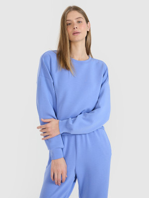 4F Bluza dresowa nierozpinana z modalem damska - niebieska