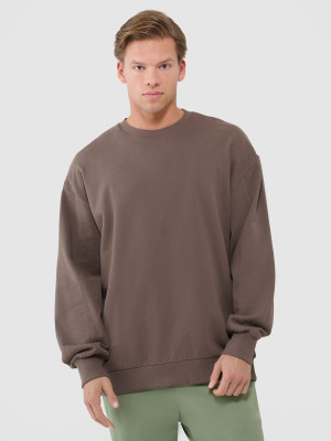 4F Bluza dresowa oversize nierozpinana bez kaptura męska - brązowa