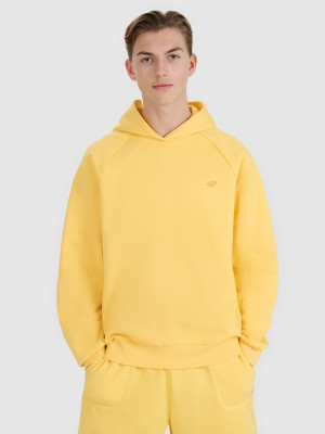 4F Bluza dresowa nierozpinana z kapturem uniseks - zółta
