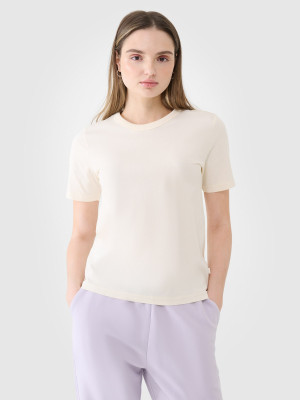 4F T-shirt regular gładki damski - biały