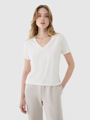 4F T-shirt oversize z modalem damski - biały