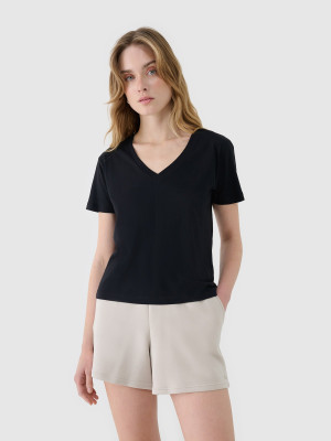 4F T-shirt oversize z modalem damski - czarny