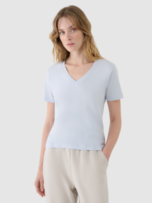 4F T-shirt oversize z modalem damski - niebieski