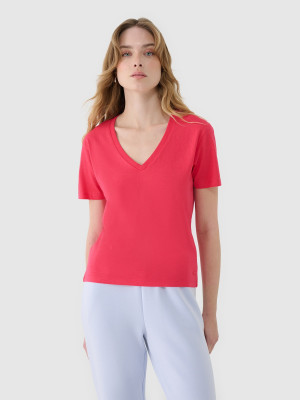 4F T-shirt oversize z modalem damski - różowy