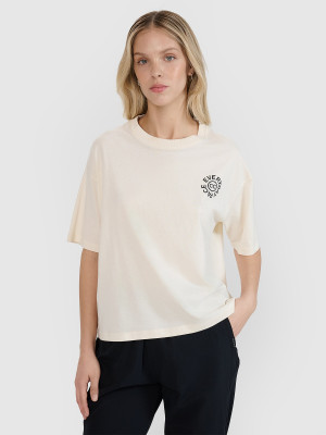 4F T-shirt oversize z nadrukiem damski - biały