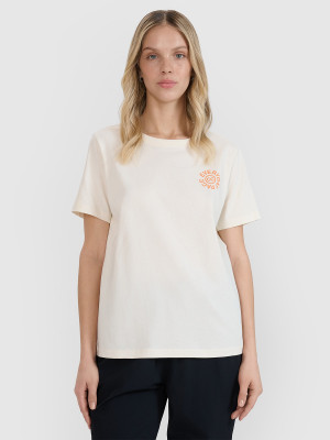 4F T-shirt oversize z nadrukiem damski - biały