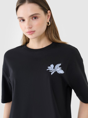 4F T-shirt oversize z nadrukiem damski - czarny