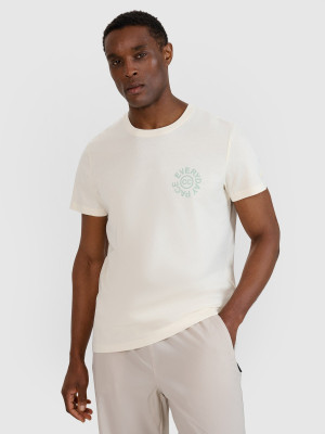 4F T-shirt regular z nadrukiem męski - biały