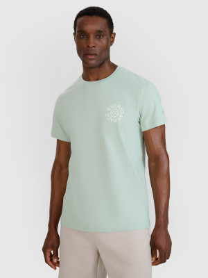4F T-shirt regular z nadrukiem męski - turkusowy