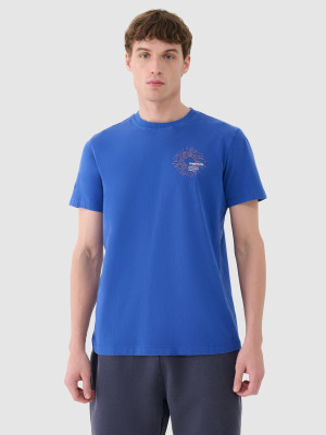 4F T-shirt regular z nadrukiem męski - niebieski