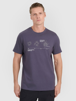 4F T-shirt regular z nadrukiem męski - szary