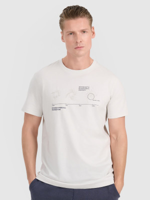 4F T-shirt regular z nadrukiem męski - szary