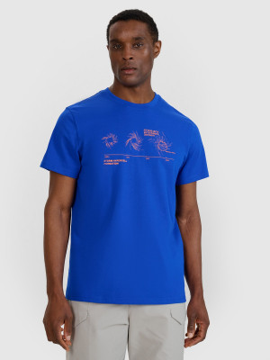 4F T-shirt regular z nadrukiem męski - niebieski
