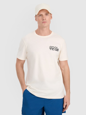 4F T-shirt regular z nadrukiem męski - biały
