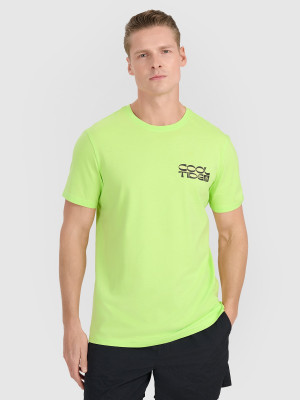 4F T-shirt regular z nadrukiem męski - zielony