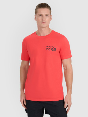 4F T-shirt regular z nadrukiem męski - czerwony