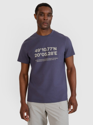 4F T-shirt regular z nadrukiem męski - szary