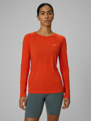 4F Longsleeve trekkingowy z wełną merino damski - pomarańczowy