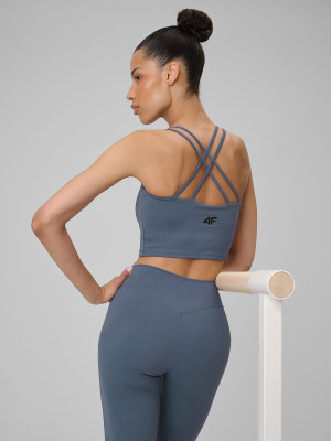 4F Crop-top do jogi szybkoschnący damski - granatowy