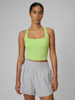 4F Crop top treningowy slim szybkoschnący damski - zielona