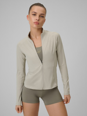 4F Bluza treningowa slim szybkoschnąca damska - beżowa
