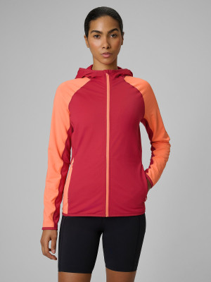 4F Bluza trekkingowa slim z kapturem damska - czerwona