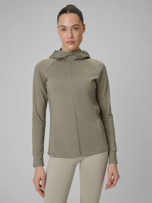 4F Bluza treningowa regular szybkoschnąca damska - oliwkowa