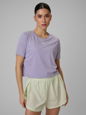 4F Crop top slim treningowy szybkoschnący damski - fioletowy