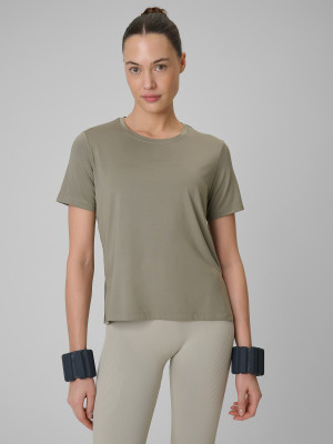 4F Koszulka treningowa loose szybkoschnąca damska - khaki