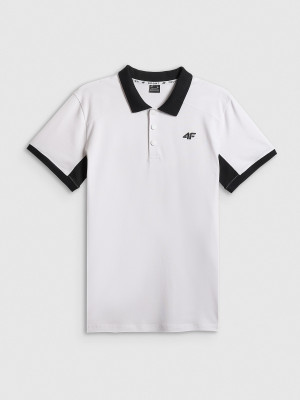 4F Koszulka polo regular męska - biała