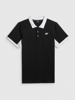 4F Koszulka polo regular męska - czarna
